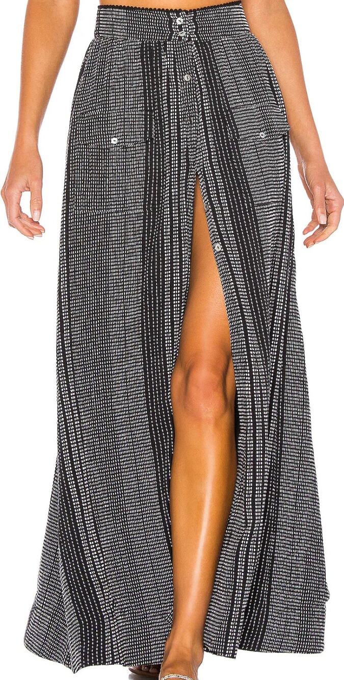 House of Harlow 1960 X Revolve Jonah Maxi Skirt 100% Cotton Black White Stripe L